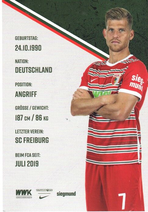 Autogramm Fussball | FC Augsburg | 2022 | Florian NIEDERLECHNER