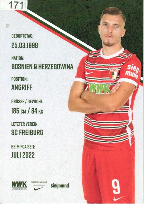 Autogramm Fussball | FC Augsburg | 2022 | Ermedin DEMIROVIC