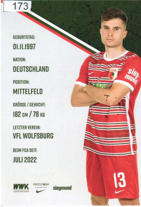 Autogramm Fussball | FC Augsburg | 2022 | Elvis REXHBECAJ
