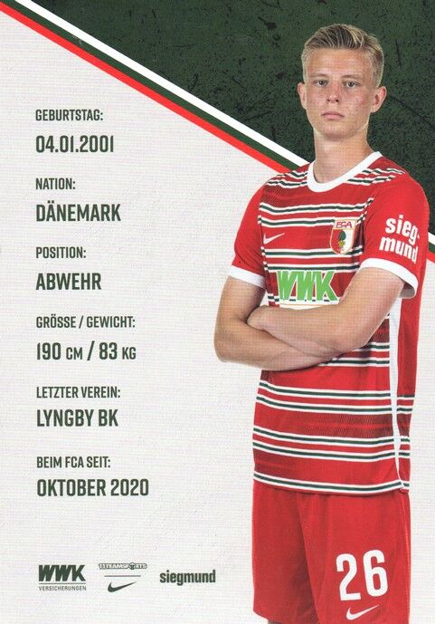 Autogramm Fussball | FC Augsburg | 2022 | Frederik WINTHER