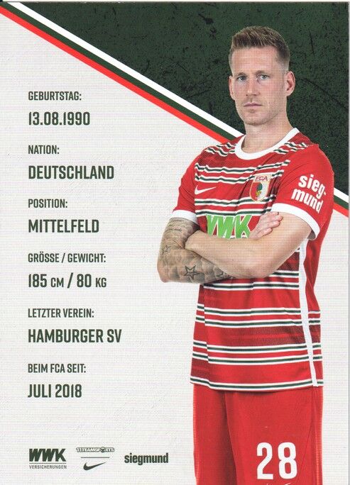 Autogramm Fussball | FC Augsburg | 2022 | Andre HAHN