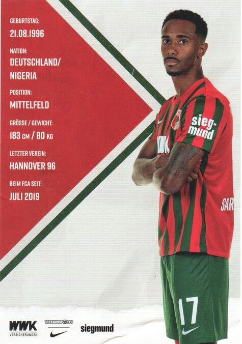 Autogramm Fussball | FC Augsburg | 2021 | Noah SARENREN BAZEE