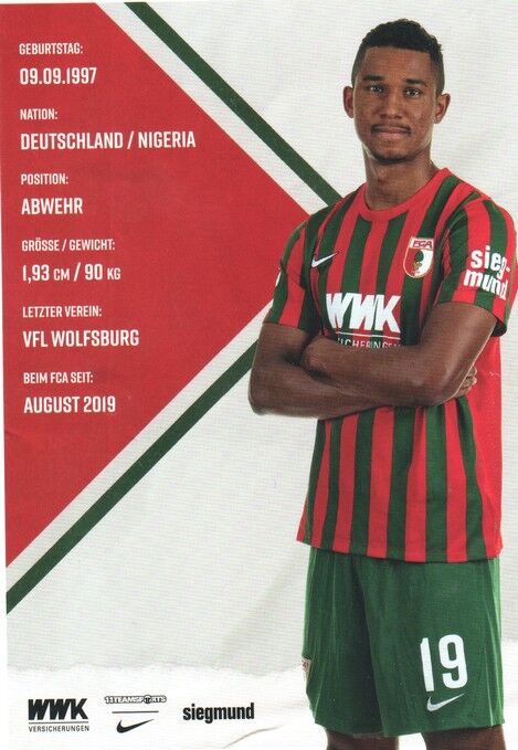 Autogramm Fussball | FC Augsburg | 2021 | Felix UDUOKHAI