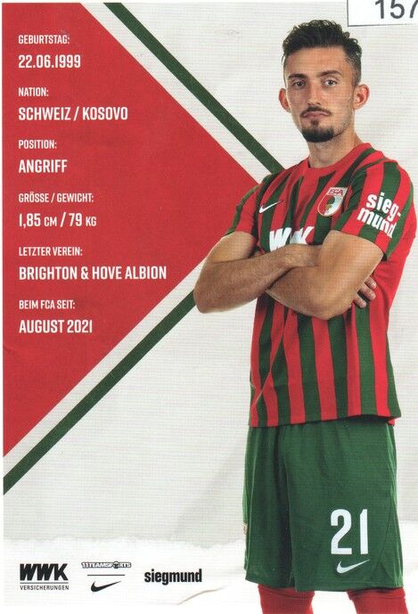 Autogramm Fussball | FC Augsburg | 2021 | Andi ZEQIRI