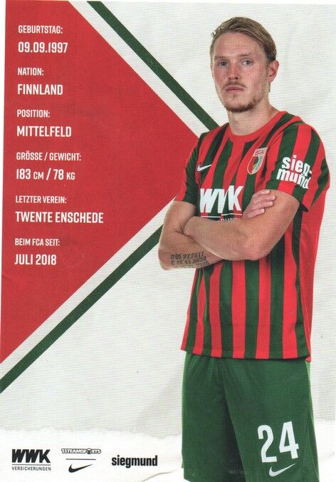 Autogramm Fussball | FC Augsburg | 2021 | Fredrik JENSEN