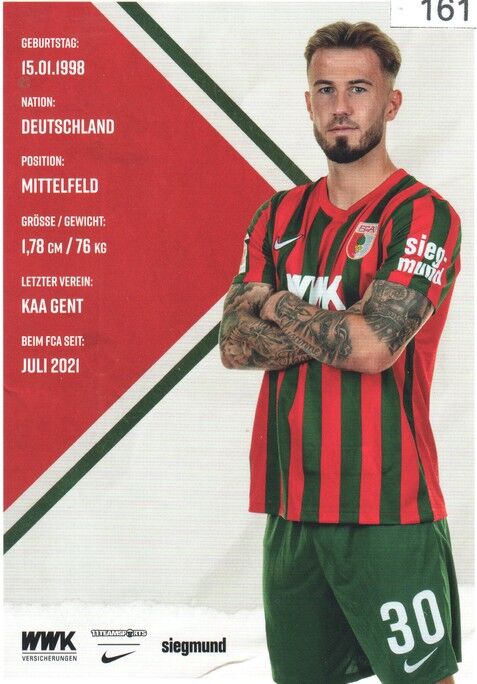Autogramm Fussball | FC Augsburg | 2021 | Niklas DORSCH