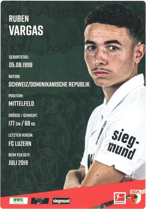 Autogramm Fussball | FC Augsburg | 2020 | Ruben VARGAS