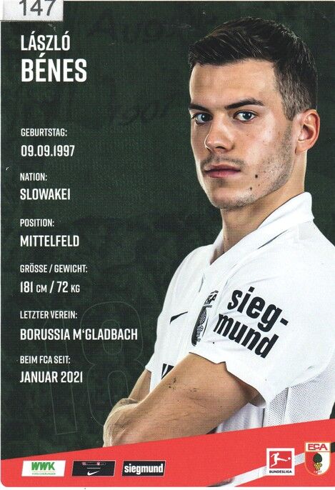 Autogramm Fussball | FC Augsburg | 2020 | Laszlo BENES