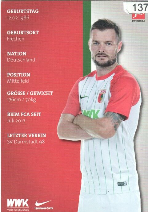 Autogramm Fussball | FC Augsburg | 2017 | Marcel HELLER