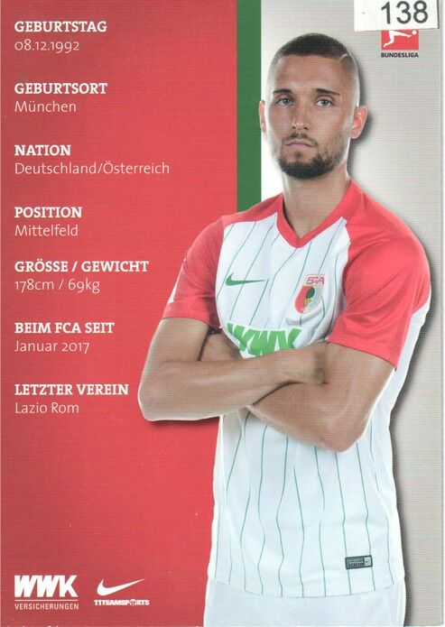 Autogramm Fussball | FC Augsburg | 2017 | Moritz LEITNER