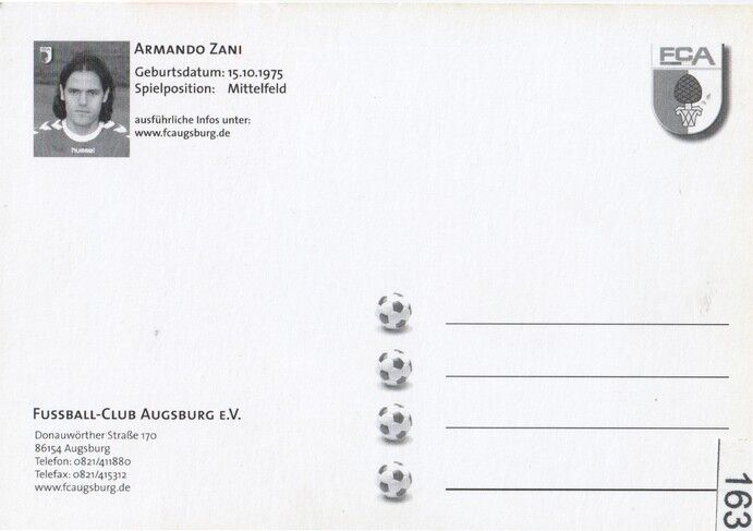 Autogramm Fussball | FC Augsburg | 2005 | Armando ZANI