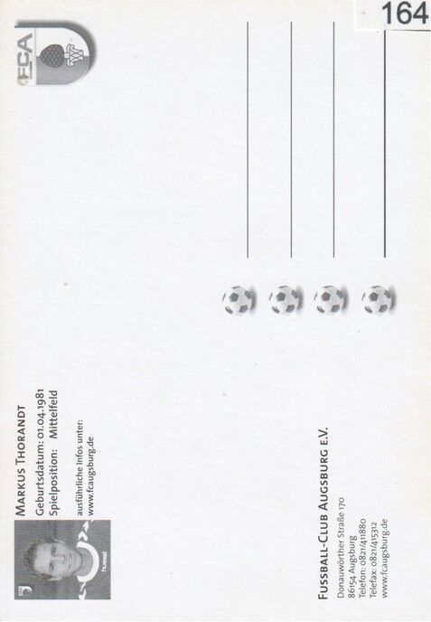 Autogramm Fussball | FC Augsburg | 2005 | Markus THORANDT