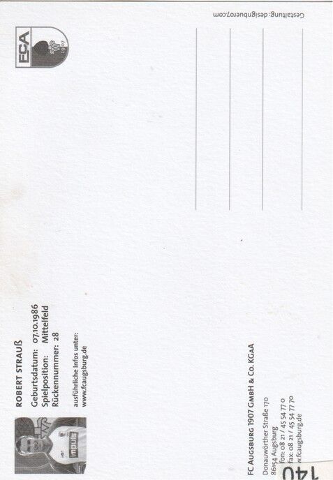 Autogramm Fussball | FC Augsburg | 2007 | Robert STRAUSS