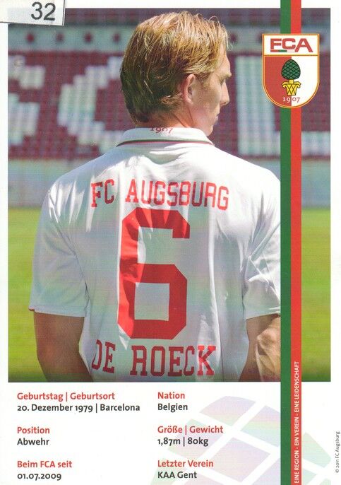Autogramm Fussball | FC Augsburg | 2011 | Jonas DE ROECK