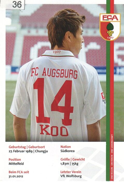 Autogramm Fussball | FC Augsburg | 2011 | Koo JA-CHEOL