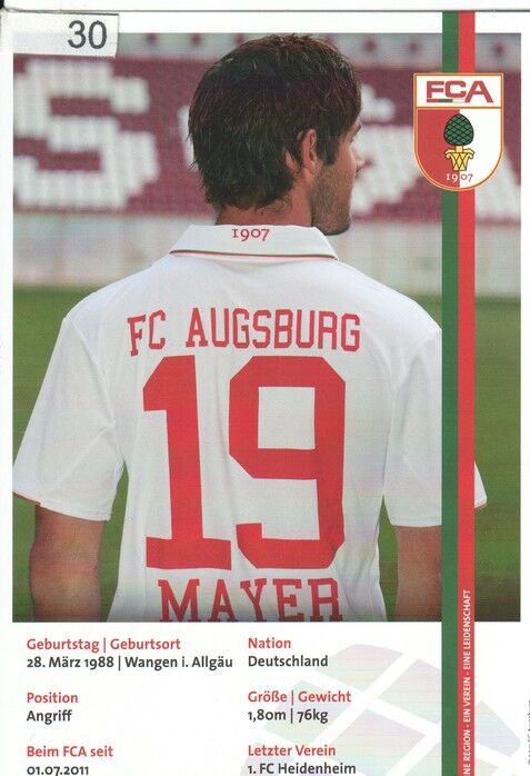 Autogramm Fussball | FC Augsburg | 2011 | Patrick MAYER