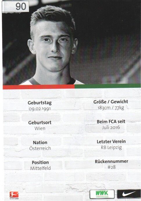 Autogramm Fussball | FC Augsburg | 2016 | Georg TEIGL