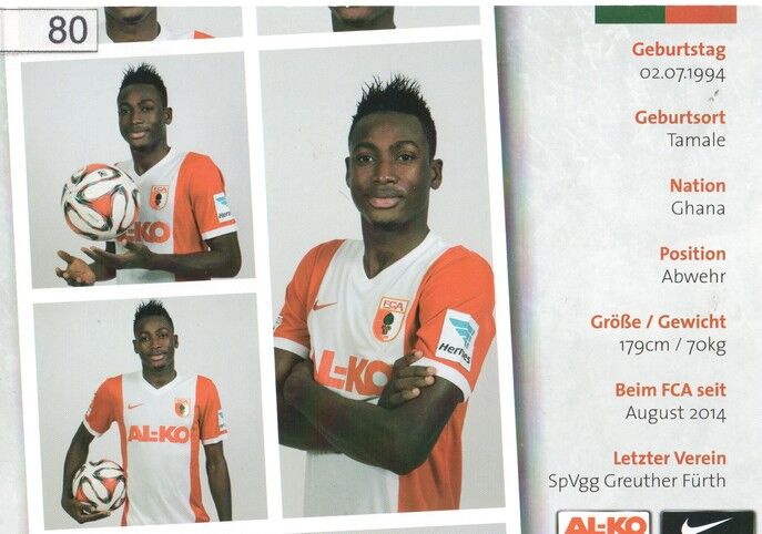 Autogramm Fussball | FC Augsburg | 2014 | Abdul Rahman BABA