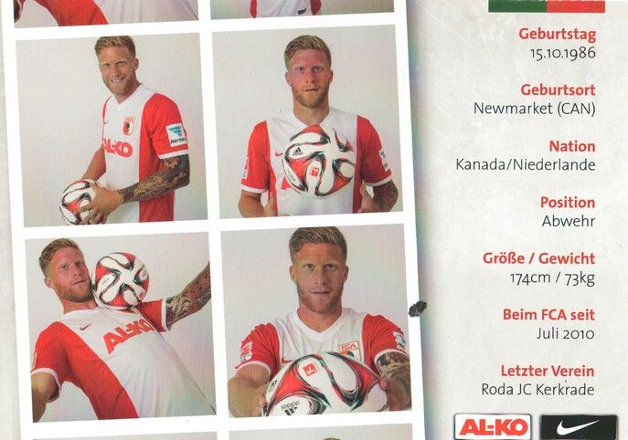 Autogramm Fussball | FC Augsburg | 2014 | Marcel DE JONG