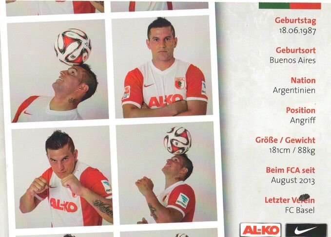 Autogramm Fussball | FC Augsburg | 2014 | Raul BOBADILLA