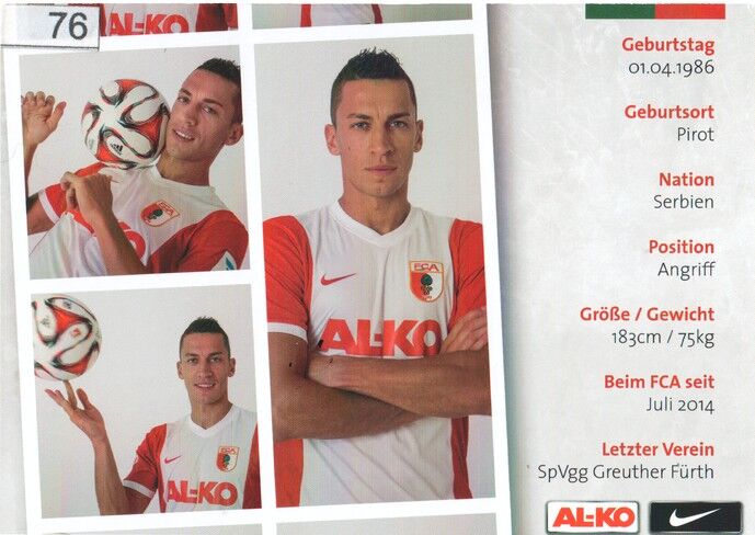 Autogramm Fussball | FC Augsburg | 2014 | Nikola DJURDJIC
