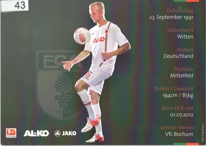 Autogramm Fussball | FC Augsburg | 2012 | Kevin VOGT
