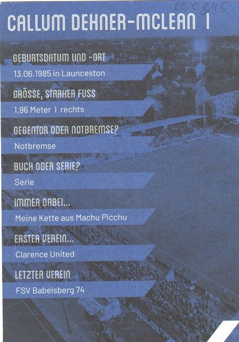Autogramm Fussball | SV Babelsberg 03 | 2019 | Callum McLEAN