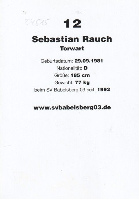 Autogramm Fussball | SV Babelsberg 03 | 2009 | Sebastian RAUCH