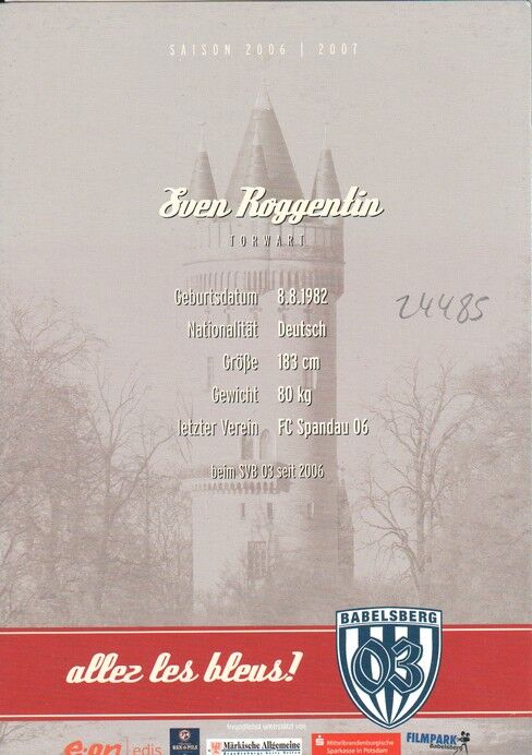 Autogramm Fussball | SV Babelsberg 03 | 2006 | Sven ROGGENTIN