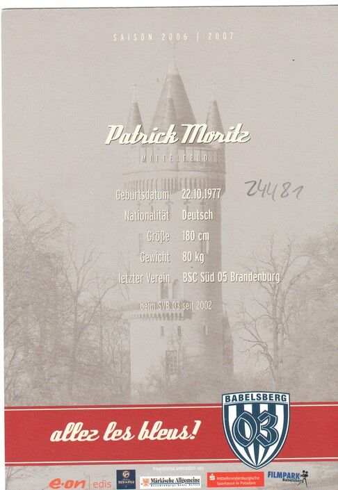 Autogramm Fussball | SV Babelsberg 03 | 2006 | Patrick MORITZ