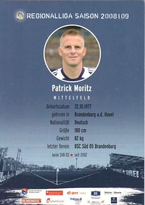 Autogramm Fussball | SV Babelsberg 03 | 2008 | Patrick MORITZ
