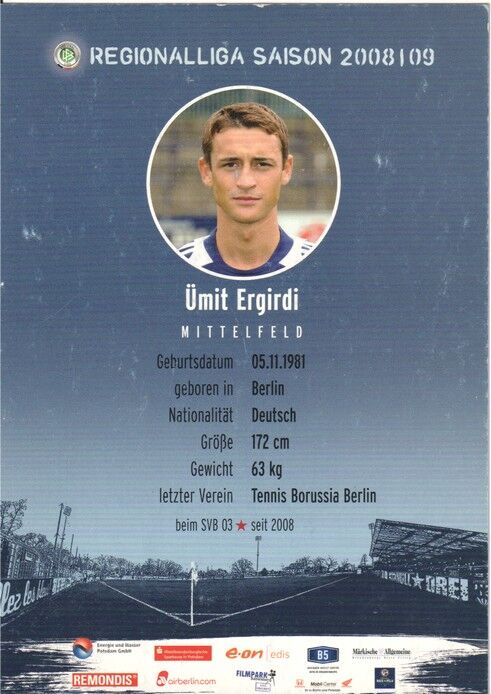 Autogramm Fussball | SV Babelsberg 03 | 2008 | Ümit ERGIRDI