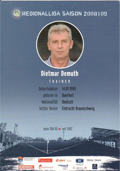 Autogramm Fussball | SV Babelsberg 03 | 2008 | Dietmar DEMUTH
