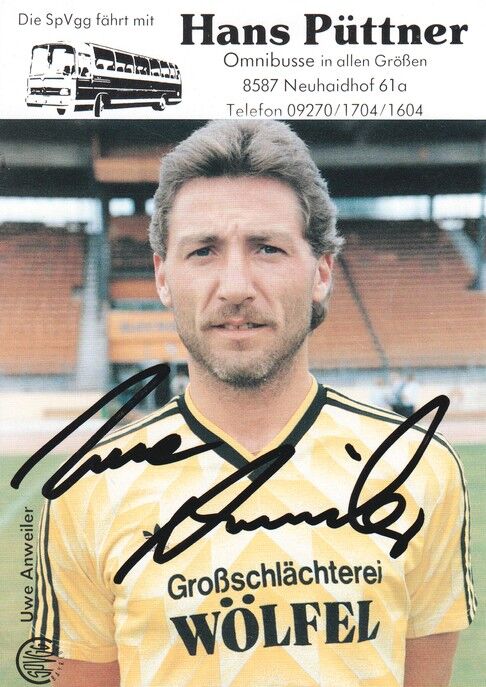 Autogramm Fussball | SpVgg Bayreuth | 1988 | Uwe ANWEILER
