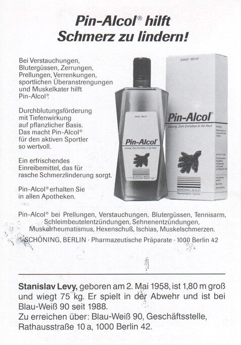Autogramm Fussball | Blau-Weiss 90 Berlin | 1989 | Stanislav LEVY