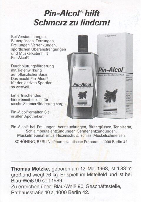 Autogramm Fussball | Blau-Weiss 90 Berlin | 1989 | Thomas MOTZKE