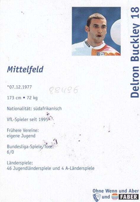 Autogramm Fussball | VfL Bochum | 1998 | Delron BUCKLEY