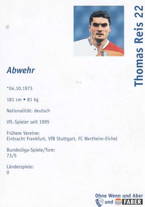 Autogramm Fussball | VfL Bochum | 1998 | Thomas REIS
