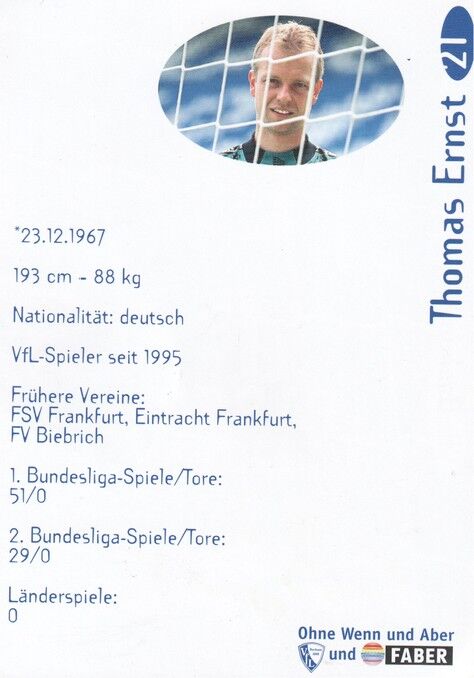 Autogramm Fussball | VfL Bochum | 1999 | Thomas ERNST