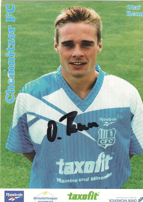 Autogramm Fussball | Chemnitzer FC | 1990er Taxofit | Olaf RENN