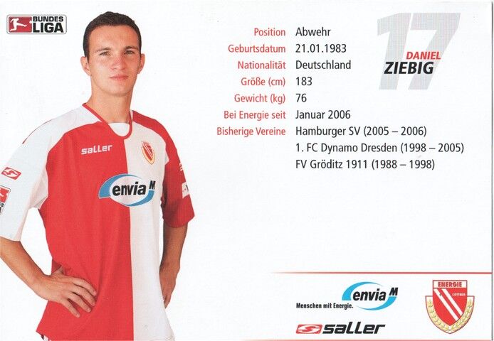 Autogramm Fussball | FC Energie Cottbus | 2008 | Daniel ZIEBIG