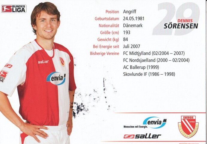 Autogramm Fussball | FC Energie Cottbus | 2008 | Dennis SÖRENSEN