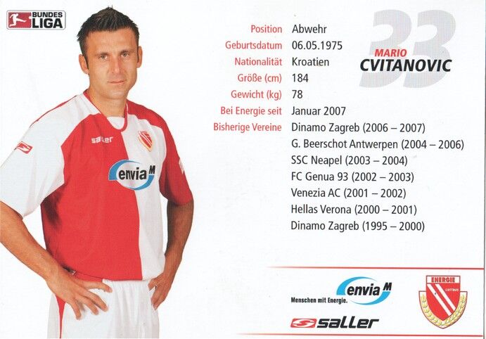 Autogramm Fussball | FC Energie Cottbus | 2008 | Mario CVITANOVIC