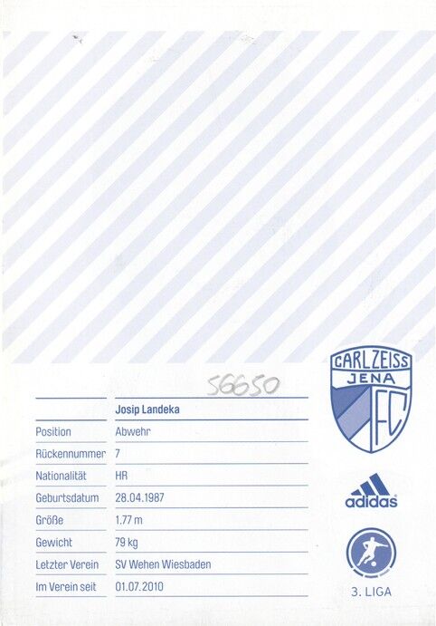 Autogramm Fussball | FC Carl Zeiss Jena | 2011 | Josip LANDEKA
