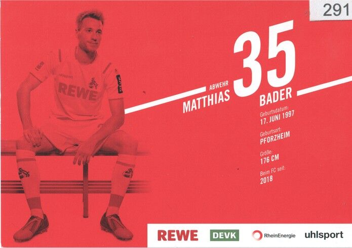 Autogramm Fussball | 1. FC Köln | 2019 | Matthias BADER