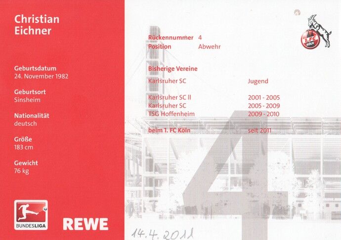 Autogramm Fussball | 1. FC Köln | 2010 | Christian EICHNER