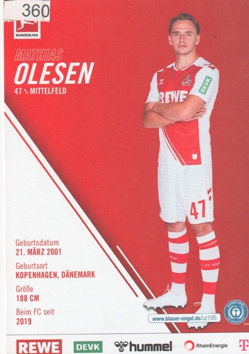 Autogramm Fussball | 1. FC Köln | 2022 | Mathias OLESEN