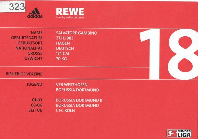 Autogramm Fussball | 1. FC Köln | 2007 | Salvatore GAMBINO