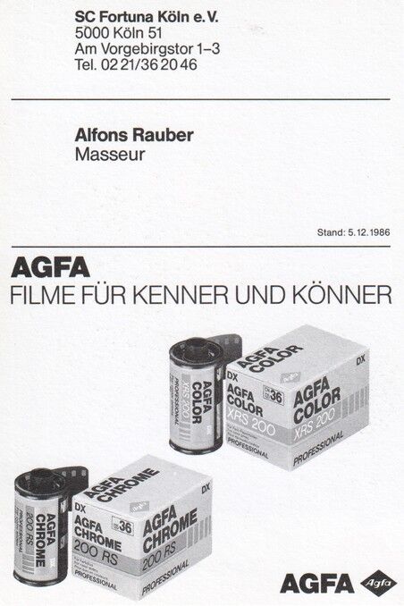 Autogramm Fussball | Fortuna Köln | 1986 | Alfons RAUBER