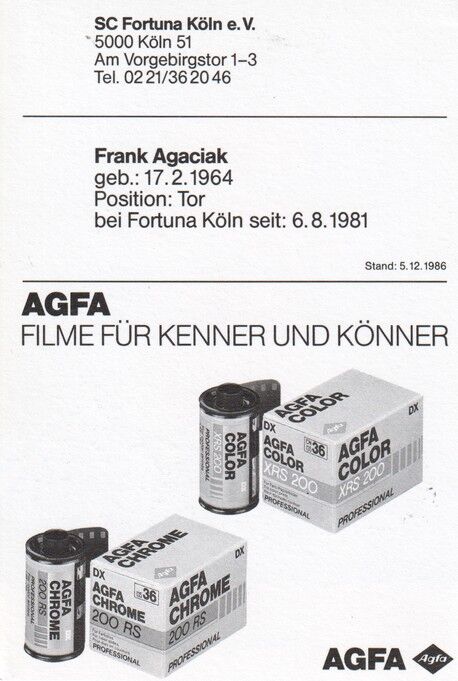 Autogramm Fussball | Fortuna Köln | 1986 | Frank AGACIAK